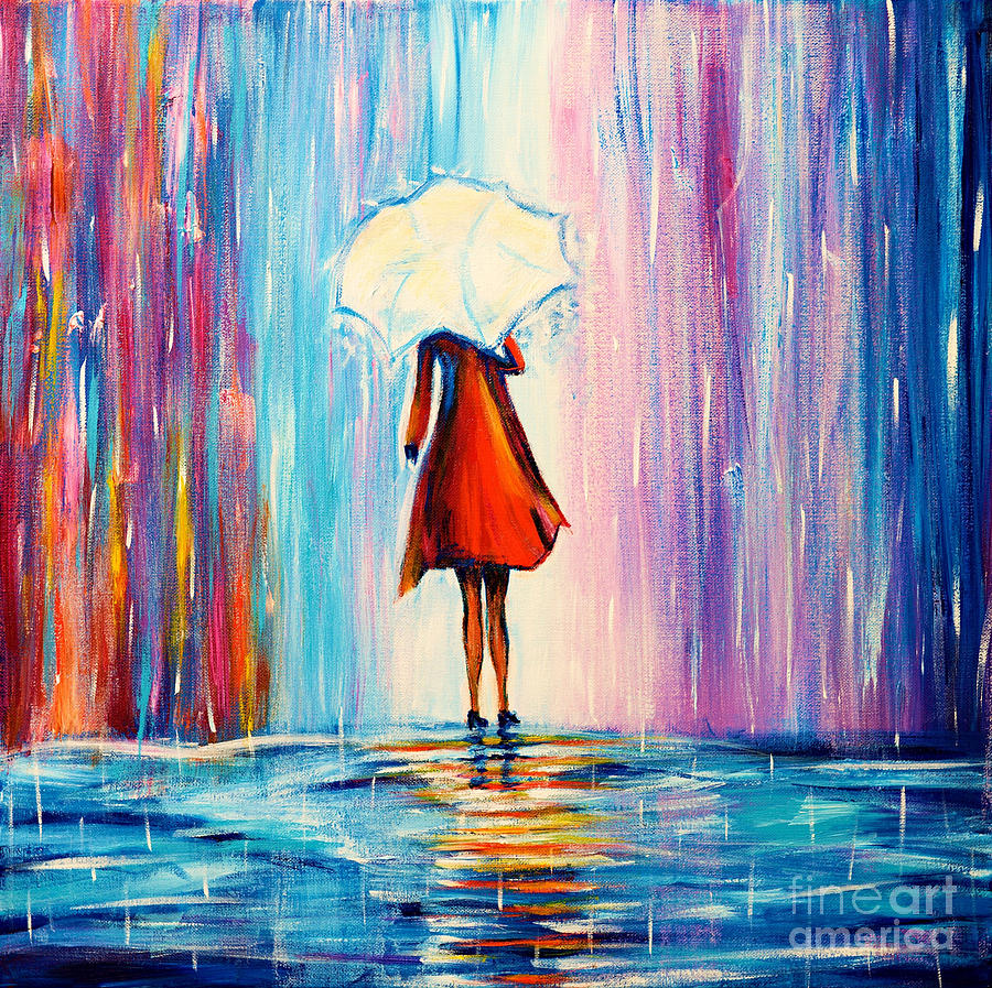 Rain Painting - Under The Umbrella by Art by Danielle