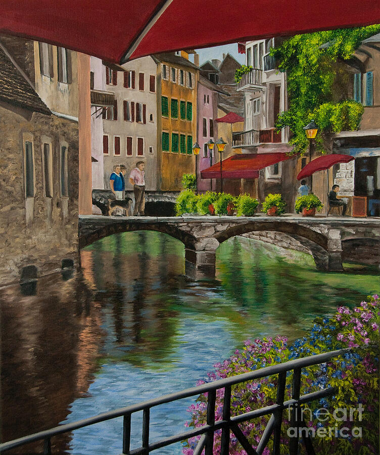 Under the Umbrella in Annecy Painting by Charlotte Blanchard