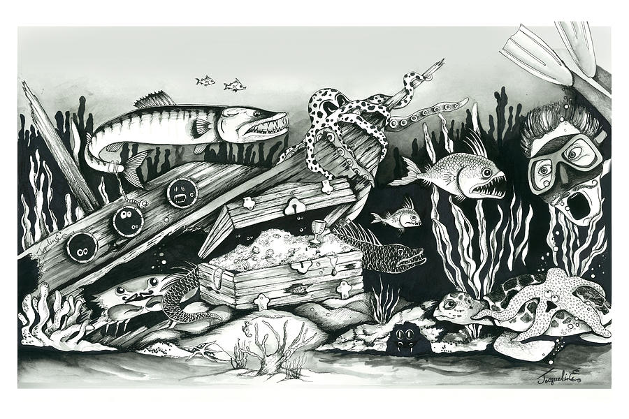 Barracuda Mixed Media - Under the water with Barrycuda by Jacqueline Endlich Barracuda Mixed Media - Under the water with Barrycuda by Jacqueline Endlich