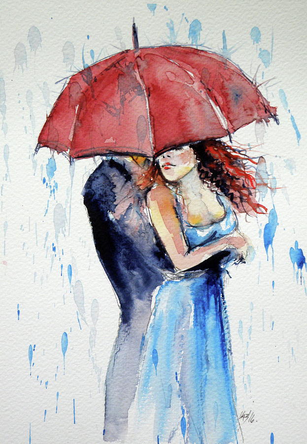 Under umbrella Painting by Kovacs Anna Brigitta