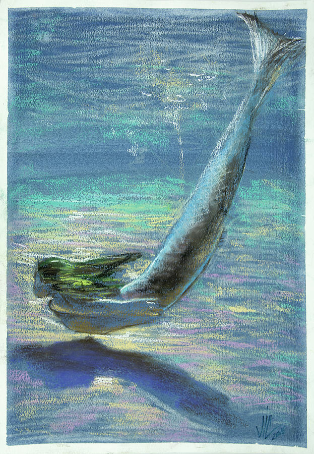 Under water.Mermaid painting .Naiada. Original pastel on paper Pastel by Vali Irina Ciobanu