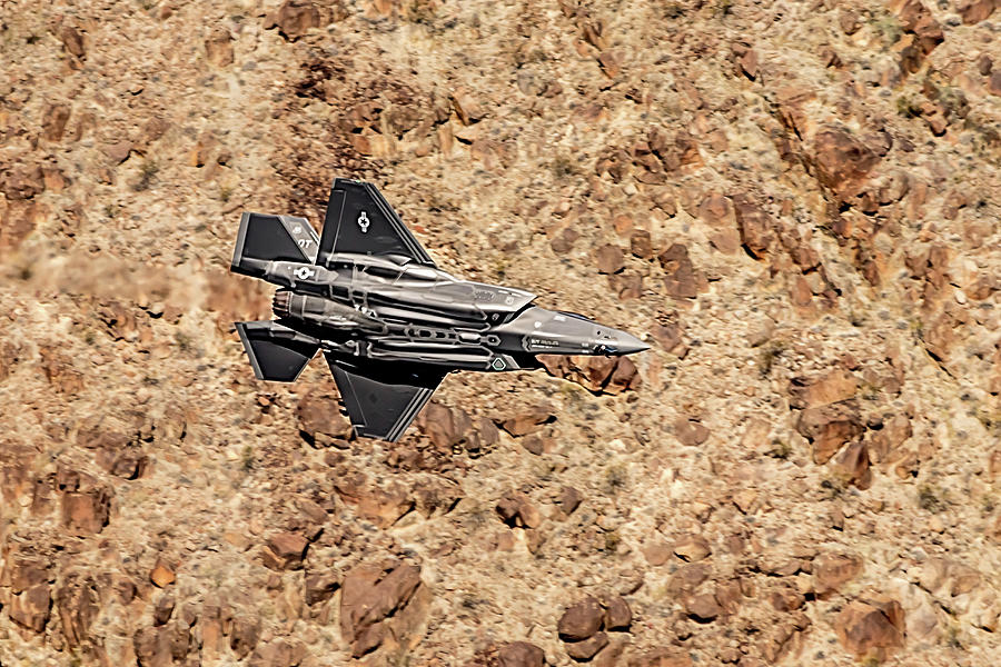 Underbelly Of A F35 Lightning In Star Wars Canyon Photograph by Bill Gallagher