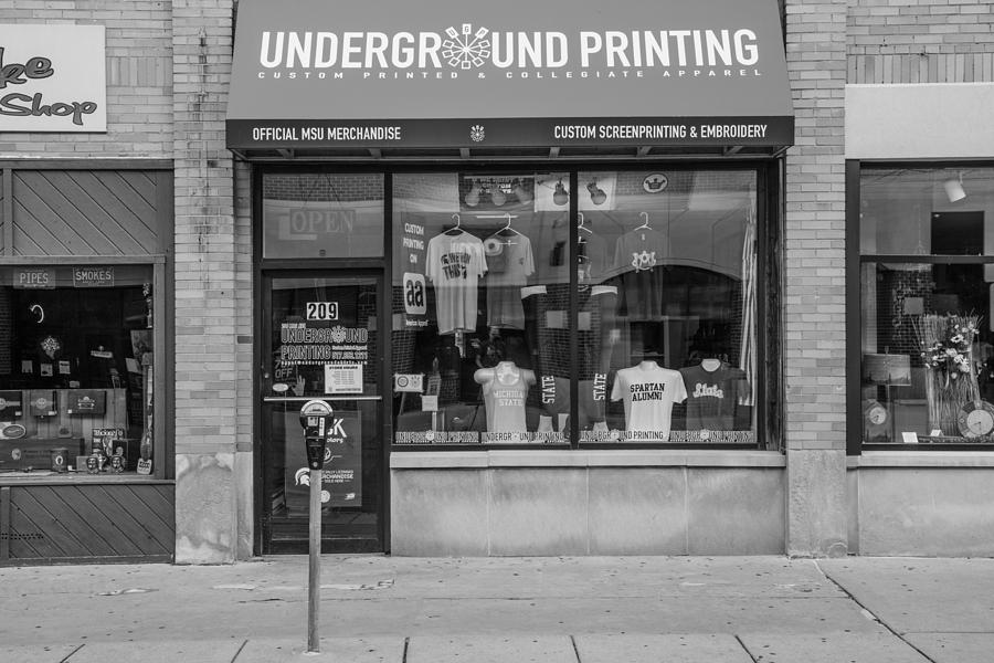 Underground Printing East Lansing Black and White  Photograph by John McGraw
