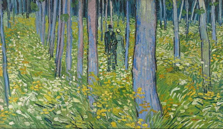 Nature Painting - Undergrowth with Two Figures 1890 by Vincent Van Gogh
