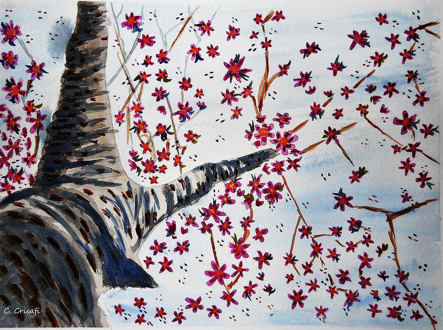 Flower Painting - Underneath the Cherry Blossoms by Carol Crisafi