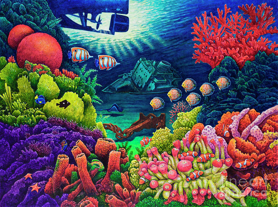 Undersea Creatures VII Painting by Michael Frank