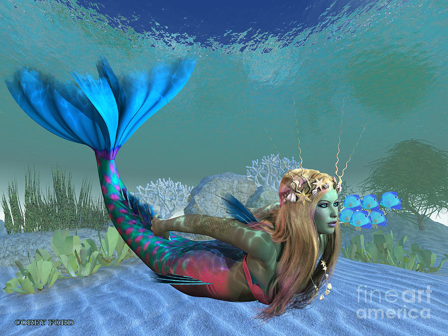 Undersea Mermaid Painting by Corey Ford