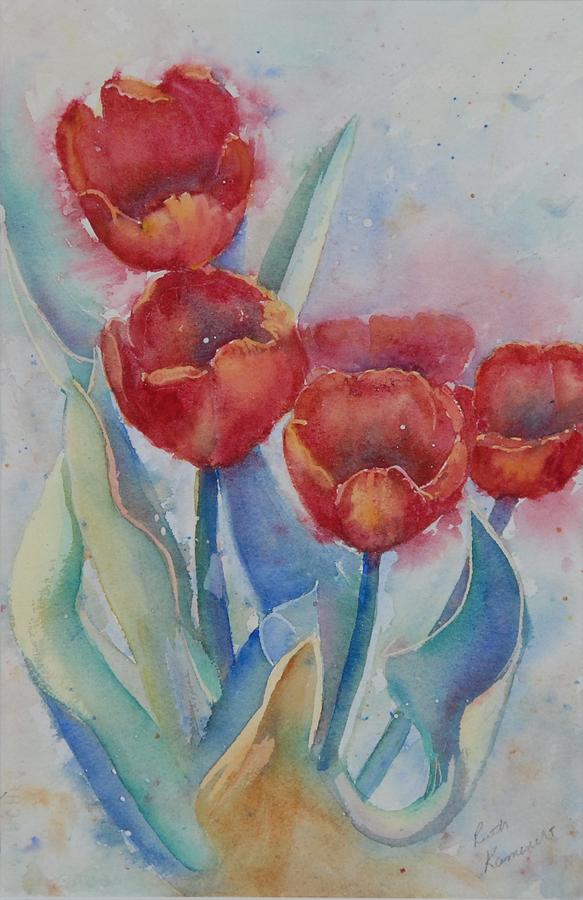 Undersea Tulips Painting by Ruth Kamenev
