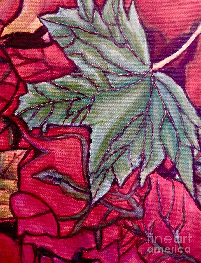 Understudy of a Fallen Green Maple Leaf in the Fall Painting by Kimberlee Baxter