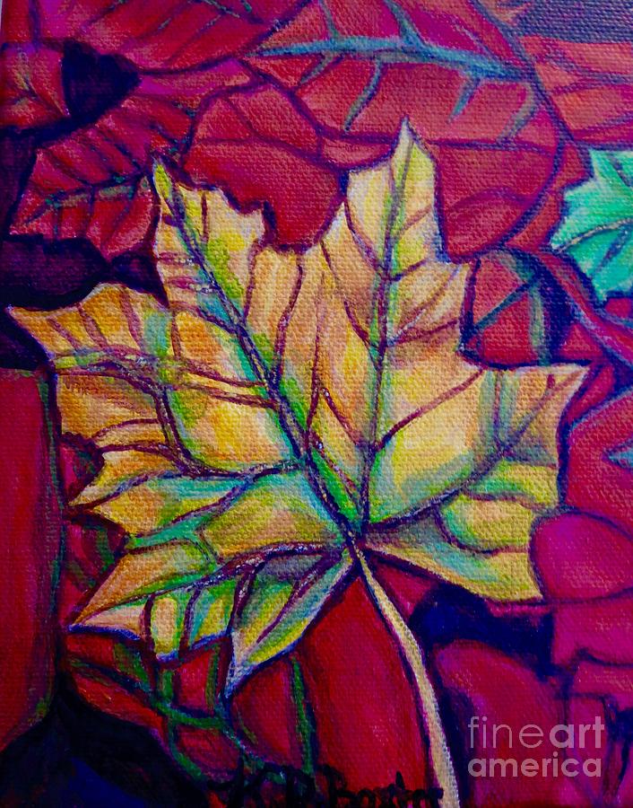 Understudy of a Turning Maple Leaf in the Fall Painting by Kimberlee Baxter