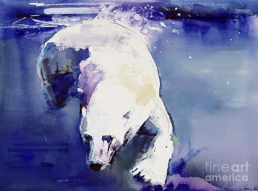 Wildlife Painting - Underwater Bear by Mark Adlington