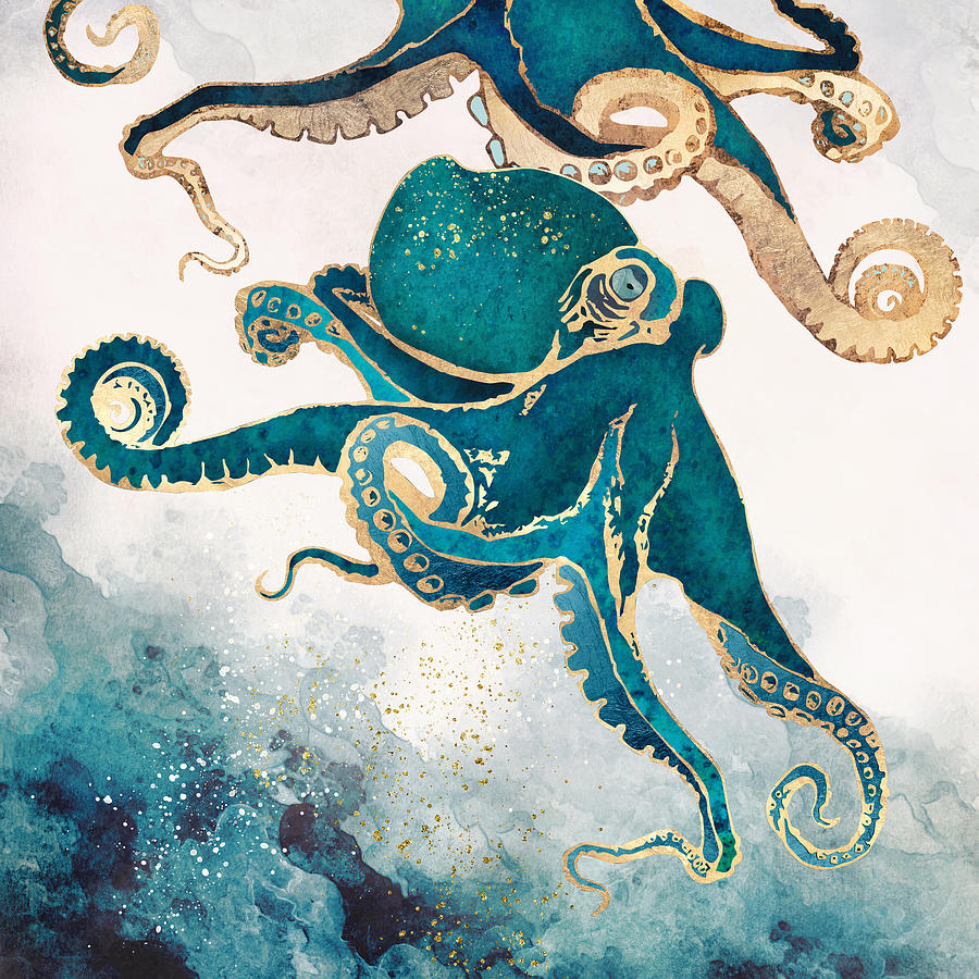 Octopus Digital Art - Underwater Dream V by Spacefrog Designs