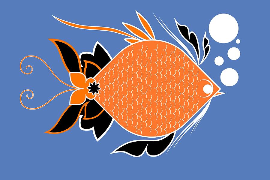 Underwater Ocean Fish And Bubbles Illustration Digital Art By Andy 