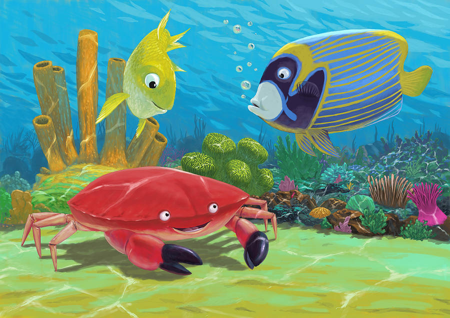 Underwater Sea Friends Painting by Martin Davey
