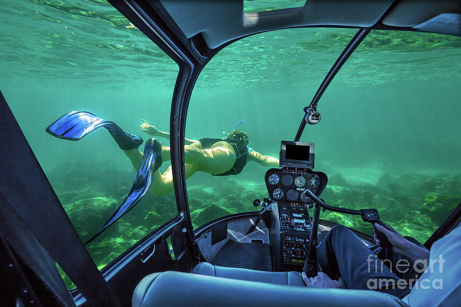 Underwater submarine woman Photograph by Benny Marty