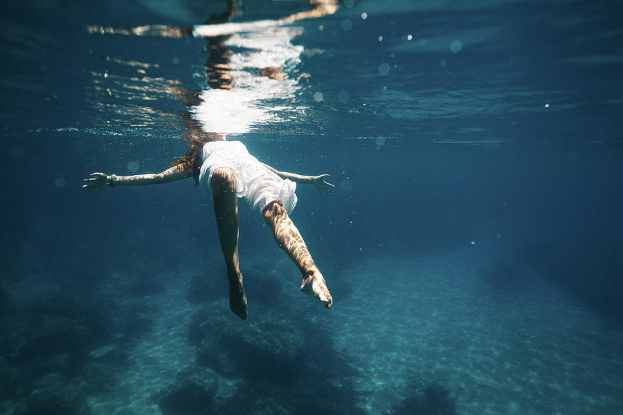 Underwater White Dress II Photograph by Gemma Silvestre