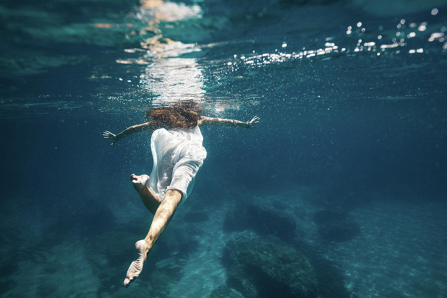 Underwater White Dress III Photograph by Gemma Silvestre