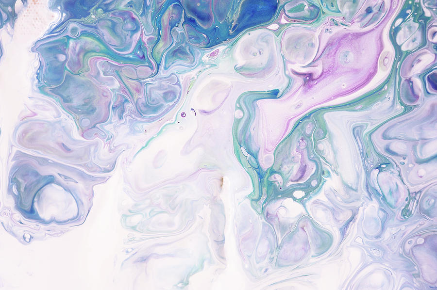 Underwater Worlds Fragment 2.  Abstract Fluid Acrylic Painting Photograph by Jenny Rainbow