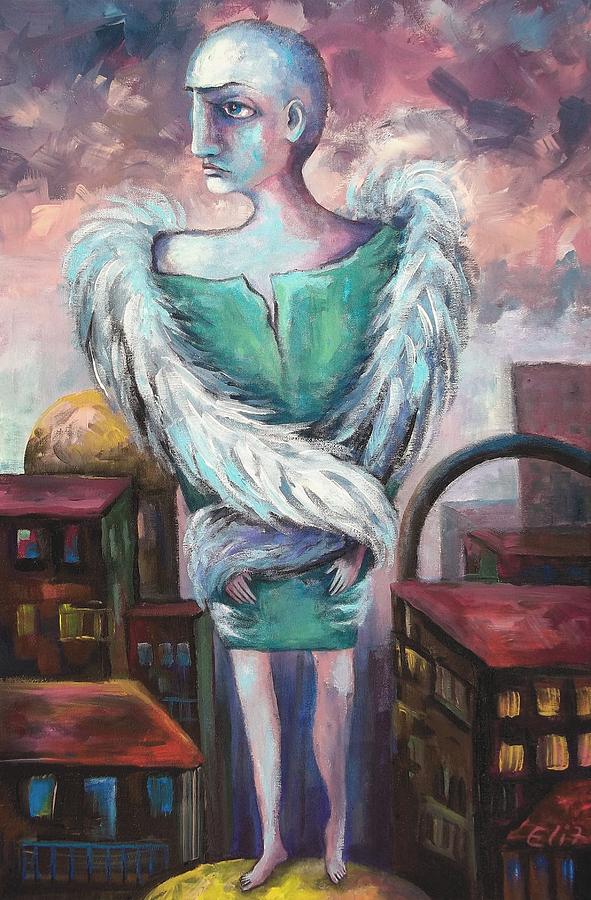 City Painting - Unemployed Angel by Elisheva Nesis