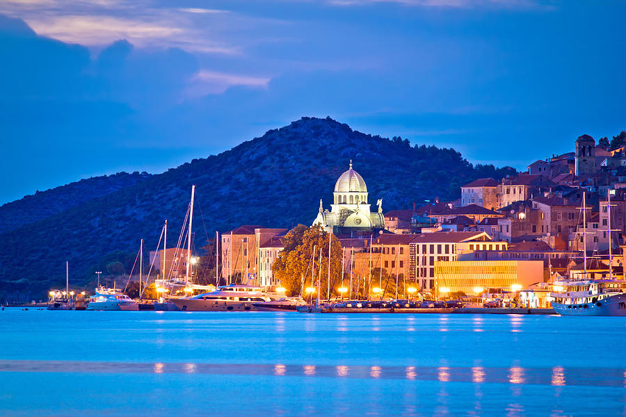 UNESCO town of Sibenik blue hour view Photograph by Brch Photography