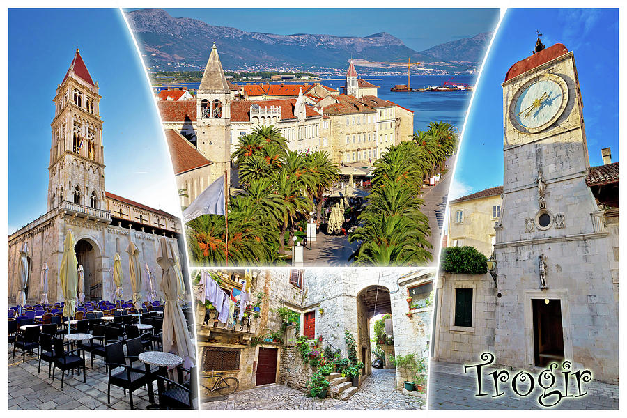 UNESCO town of Trogir postcard with label Photograph by Brch Photography