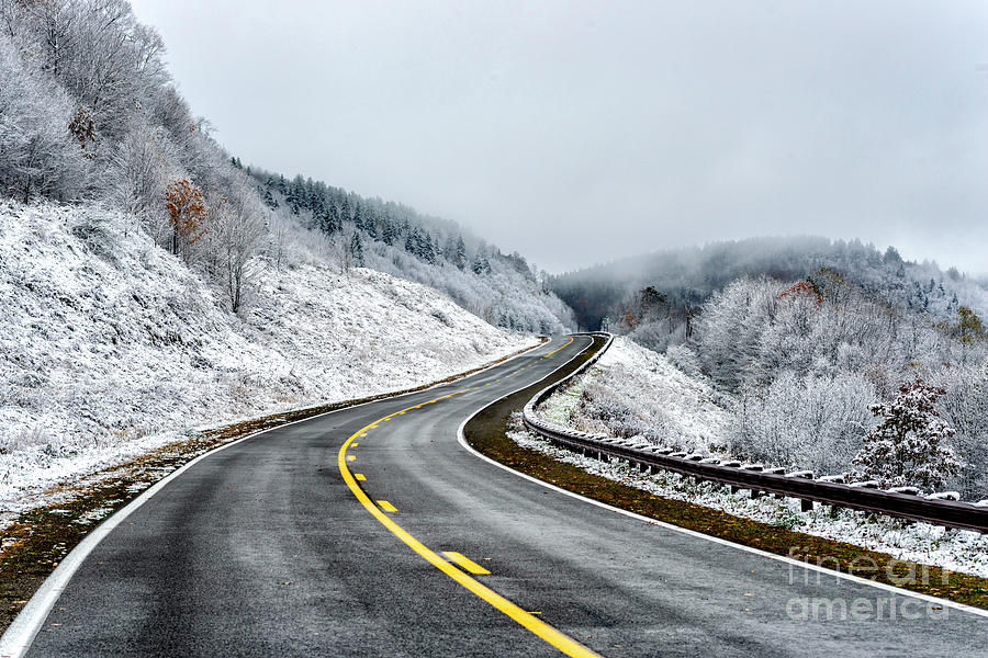 Unexpected Autumn Snow Highway Photograph by Thomas R Fletcher