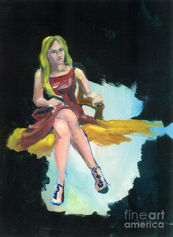 Unfinished Blonde Painting by Cheryl Emerson Adams