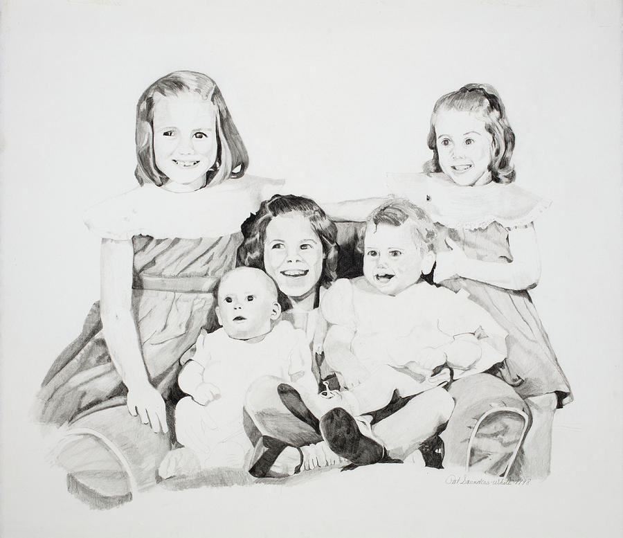 Portrait Drawing - Unfinished Sisters by Pat Saunders-White