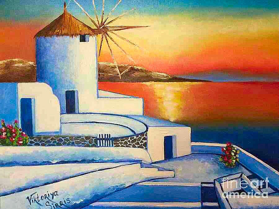 Unforgettable Santorini Painting by Viktoriya Sirris