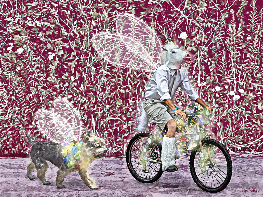 Unicorn and Doggie Fairies Digital Art by Lise Winne