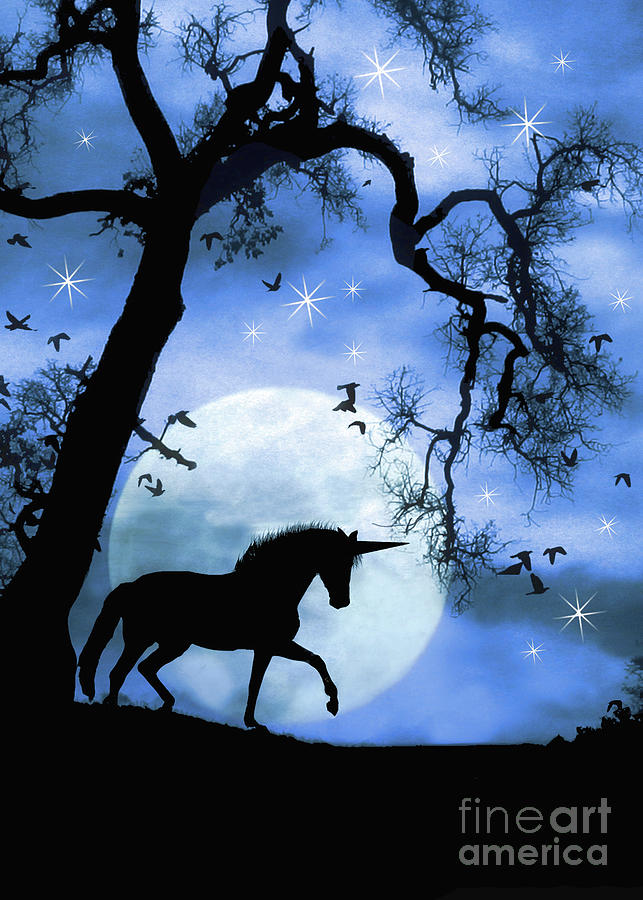 Unicorn and Moon Magically, Mystical, Mythical  Photograph by Stephanie Laird