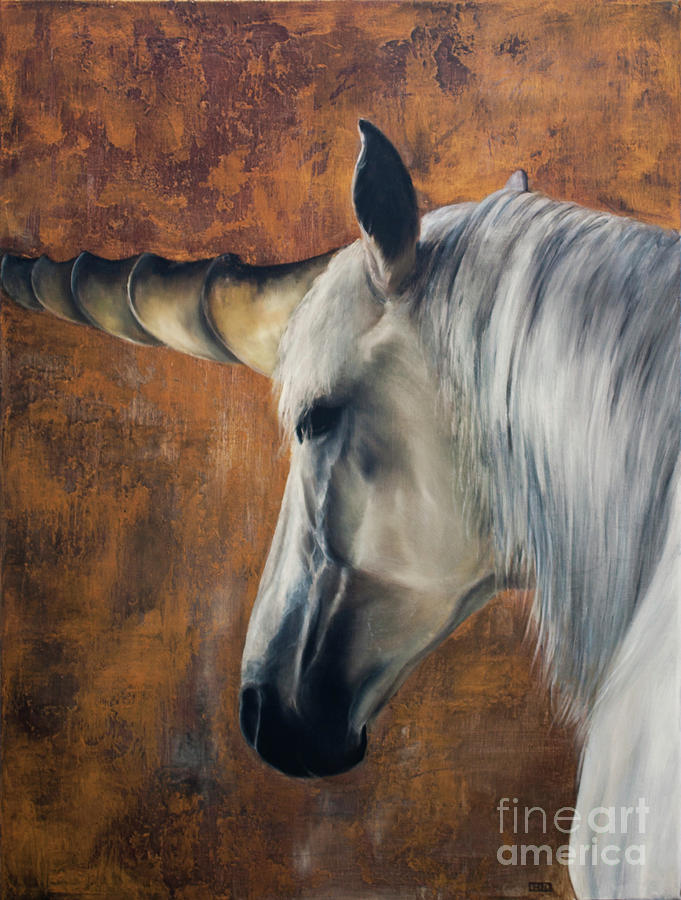 Unicorn Painting - Unicorn - A Magical Blessing - symbol of purity by Julie Bond