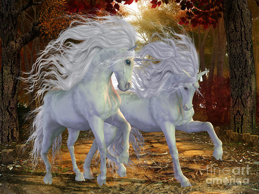Unicorn Painting - Unicorn Brothers by Corey Ford