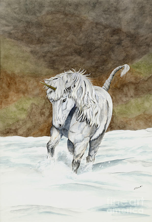Unicorn Icelandic Painting by Shari Nees