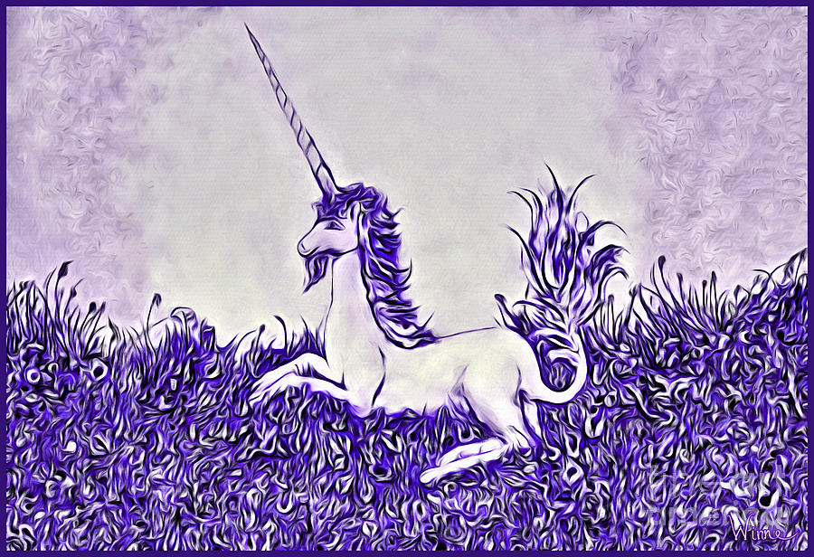 Unicorn in Purple Digital Art by Lise Winne