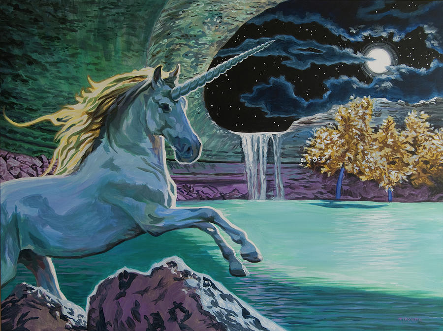 Unicorn Lake Painting by Tommy Midyette