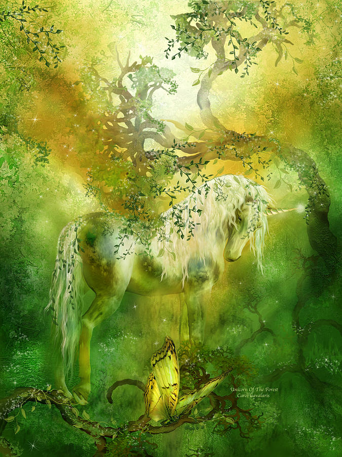 Unicorn Of The Forest  Mixed Media by Carol Cavalaris