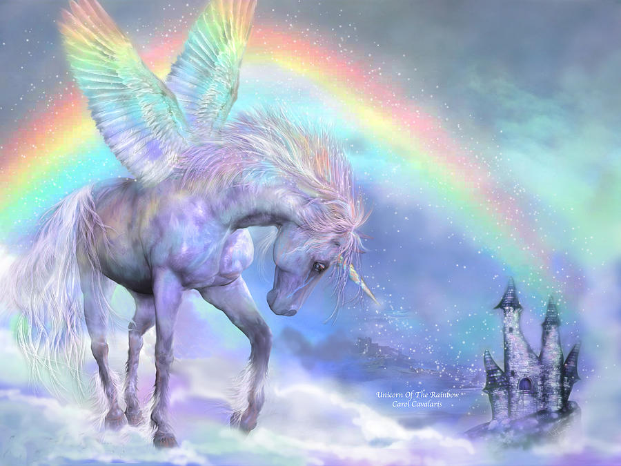 Unicorn Mixed Media - Unicorn Of The Rainbow by Carol Cavalaris
