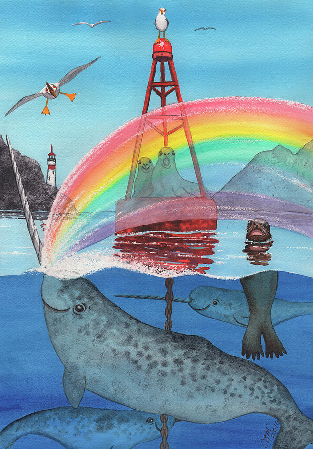 Unicorn of the sea Painting by Catherine G McElroy