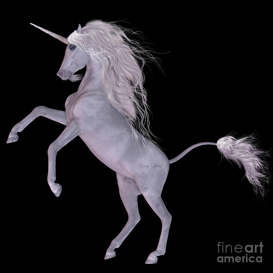 Unicorn on Black Painting by Corey Ford