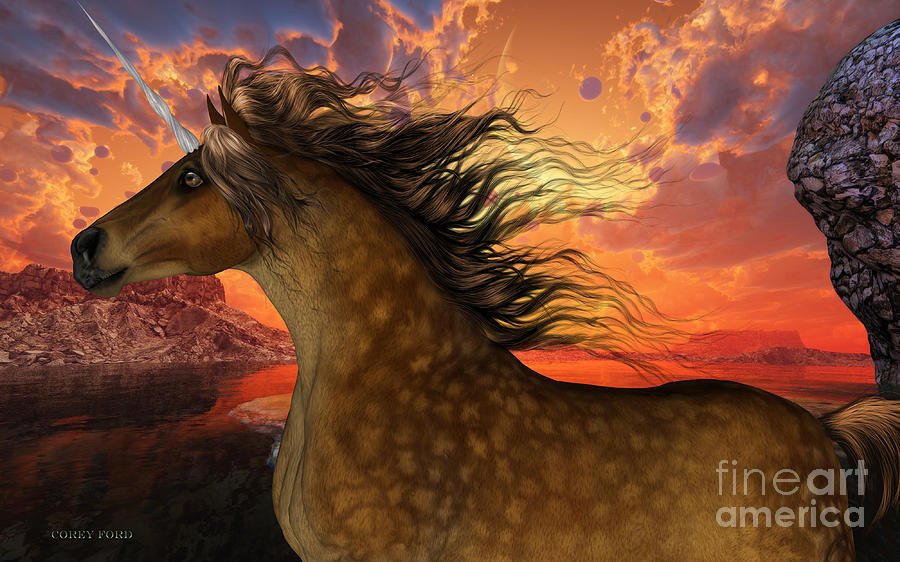Unicorn Painting - Unicorn Sunset by Corey Ford