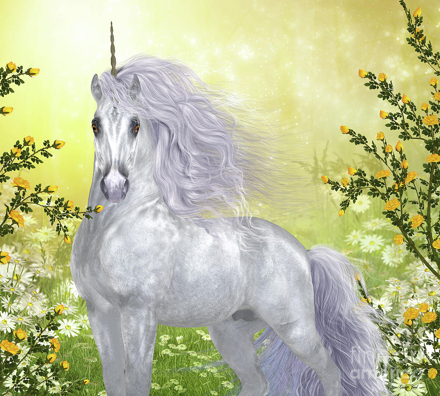 Unicorn Digital Art - Unicorn White Male by Corey Ford