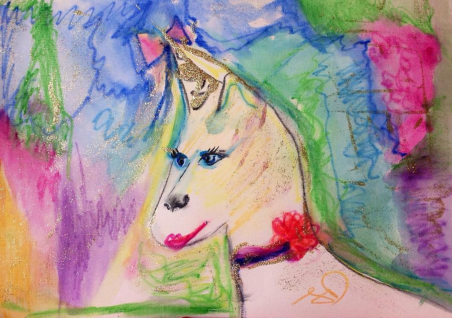 Unicorn wishes  Painting by Judith Desrosiers