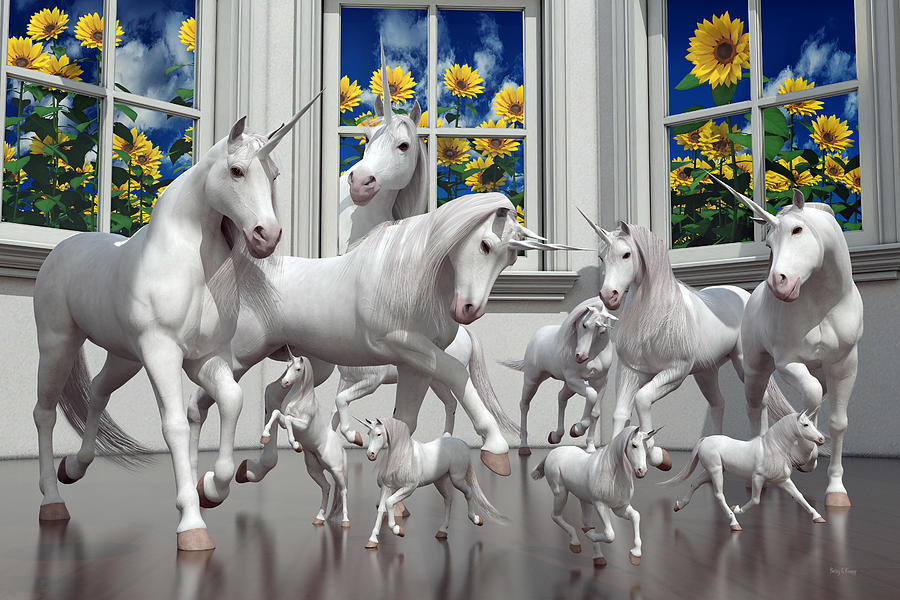 Unicorn Digital Art - Unicorns by Betsy Knapp