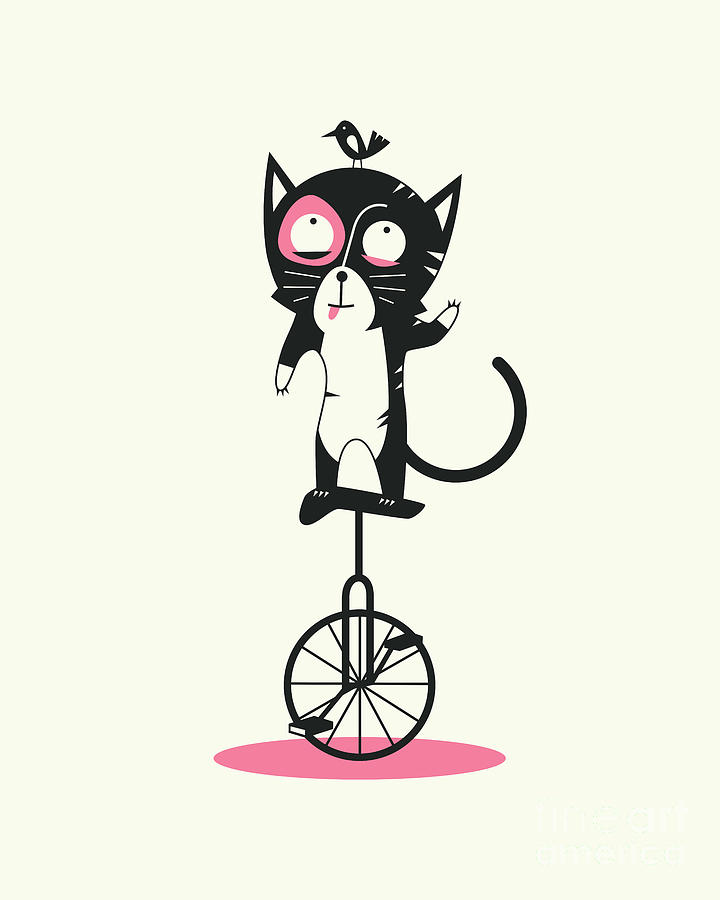 Unicycle Cat Digital Art by Jazzberry Blue | Fine Art America