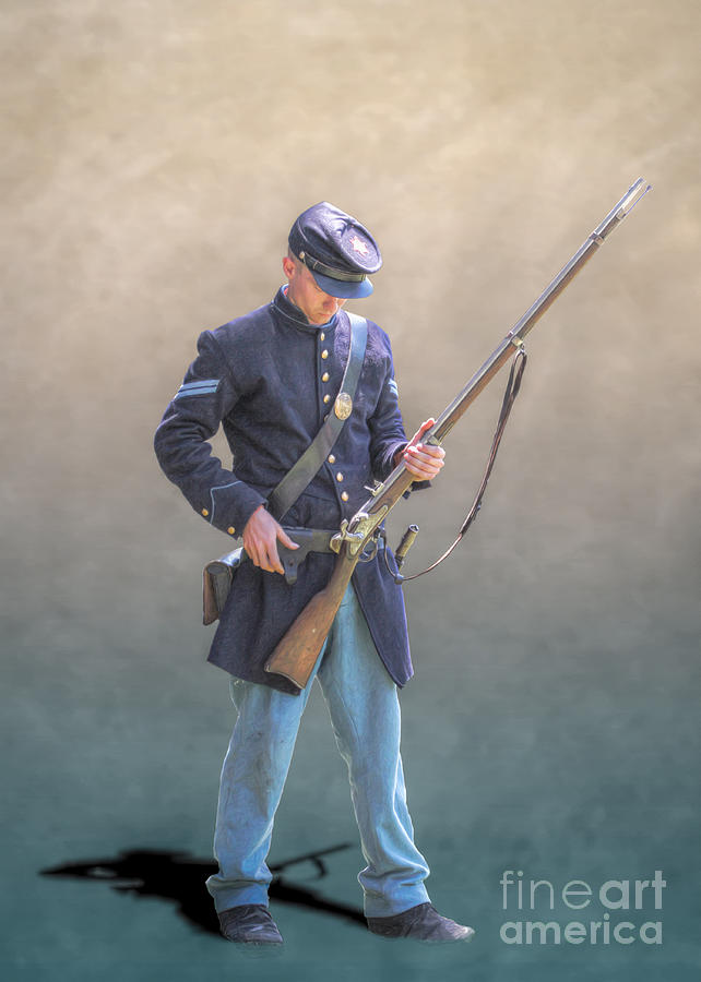 Gettysburg National Park Digital Art - Union Civil War Soldier Reloading by Randy Steele