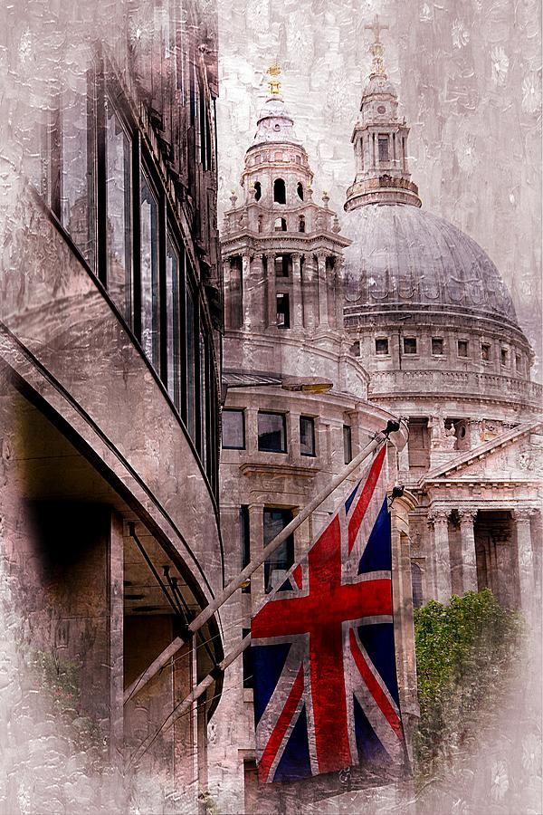 Union Jack by St. Pauls Cathdedral Photograph by Karen McKenzie McAdoo