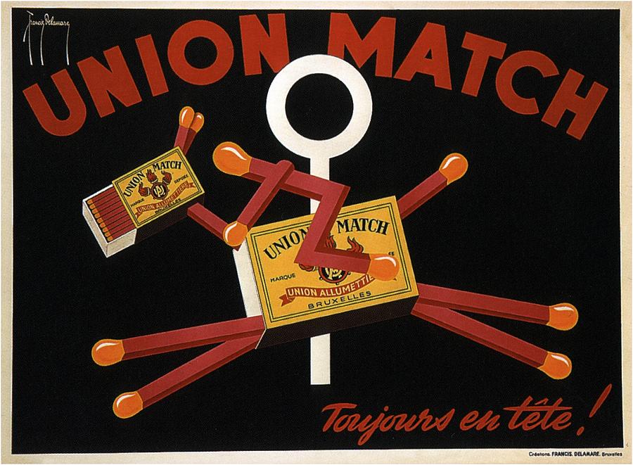 Union Match, Brussels - Vintage Match Box Advertising Poster Mixed Media by Studio Grafiikka
