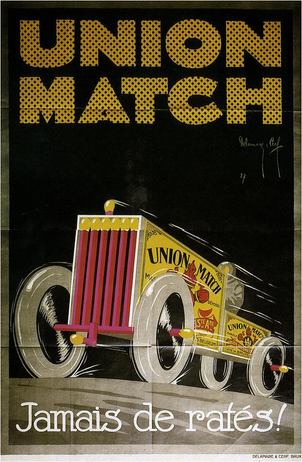 Union Match - Match Box Car - Vintage Advertising Poster Mixed Media by Studio Grafiikka