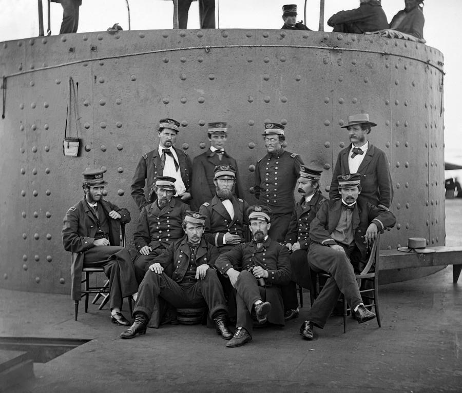 Union Officers on Deck of the USS Monitor - 1862 Photograph by War Is Hell Store